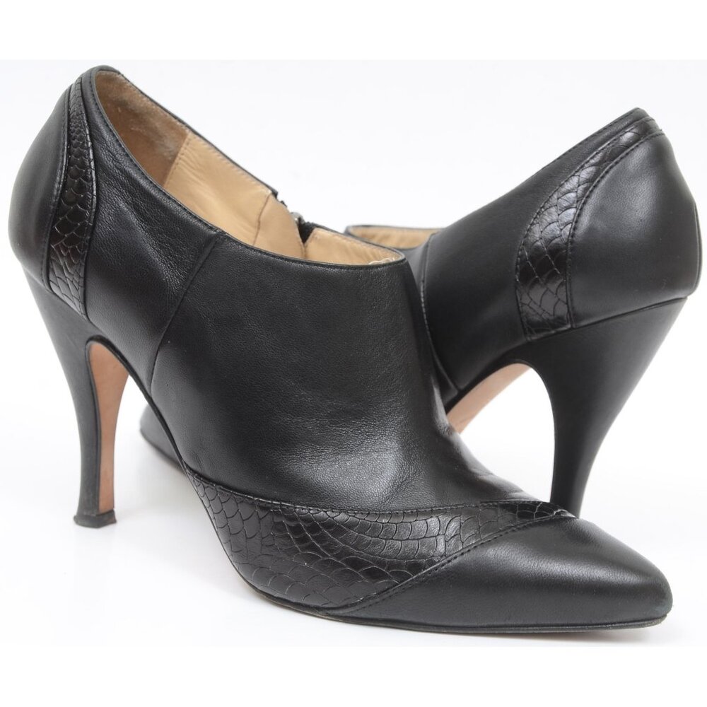 MARCHEZ VOUS Vida‎ Womens 8 Black Leather Animal Print Western Ankle Booties